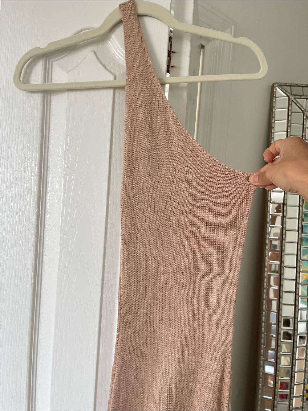 Flook One-Shoulder Knit Dress in Dusty Rose
